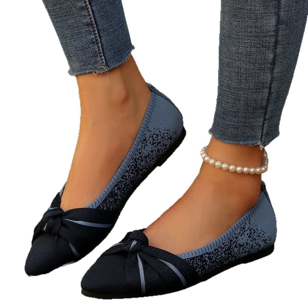 Large Size Lightweight Soft Soled Doudou Women Casual Shoes S Shoes For Spring Autumn New Color Blocked Butterfly Bow Comfortable And Non Slip Single 