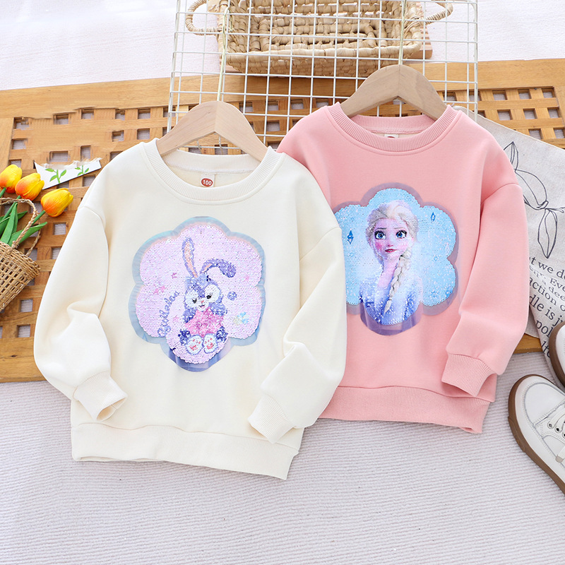 DISNEY infant designer clothes kids designer clothes toddler designer Frozen Elsa princess Princess printed design girls' warm top.