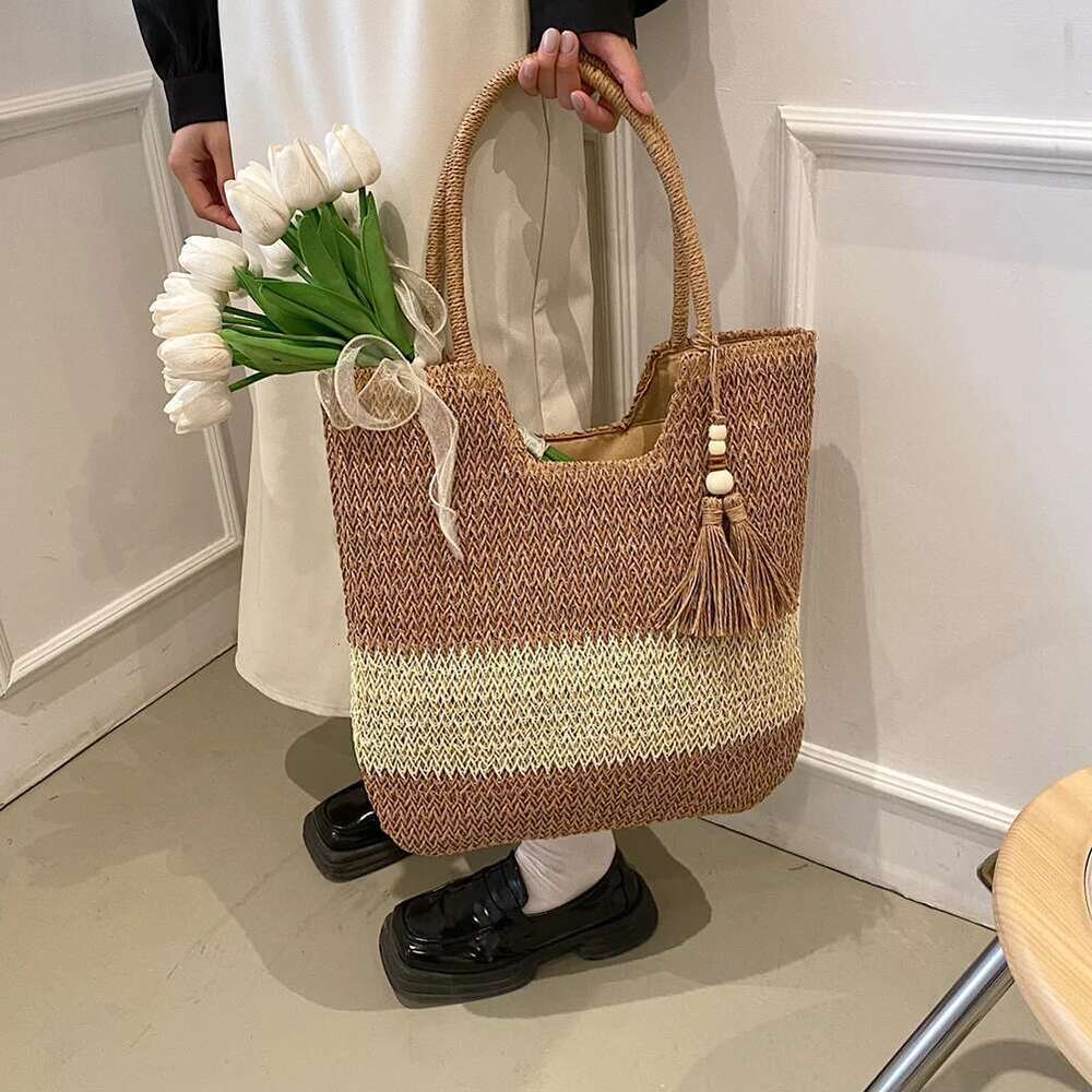 Summer Tote Fashion Casual Shoulder Commuting Woven For Women Straw Purses And Handbags Beach Bag