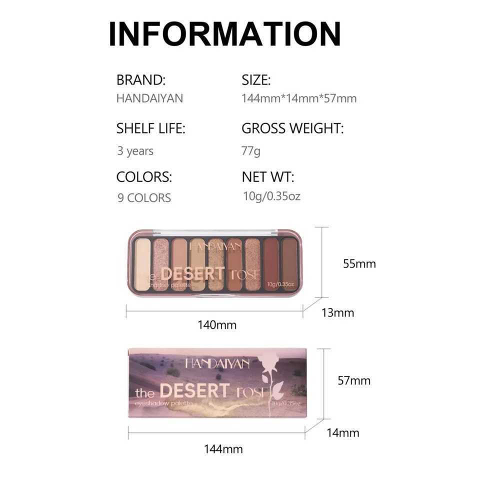 Desert Rose Eyeshadow Palette 9 Colors High Pigment Mineral Shadows Natural Daily Look Waterproof Matte Earthy Tone FinishesXJ250520