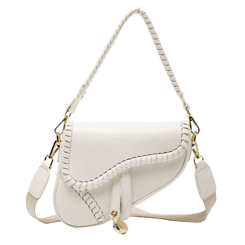 Top Brand High Quality New Women's Autumn New Fashion Single Shoulder Slant Personalized Saddle Korean Solid Color Art Fashion Women's Bag F