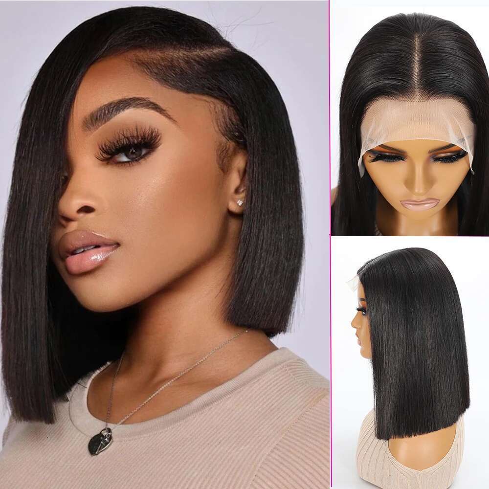 Super Double Drawn 300% 12A 5x5 2x6 Straight Bob Wig 13x4 Lace Frontal Human Hair Wigs For Women