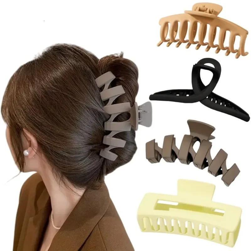 4-Piece Set of Womens Hair Claw Clips - Rectangular Stylish and Colorful Styling Hair Claw Clips - For Thick Hair 250517