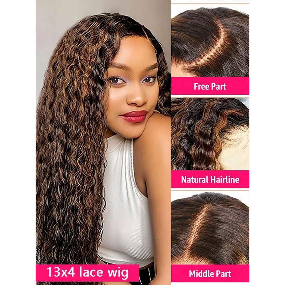 1B/30 Highlight Ombre 13x4 Deep Wave Colored Lace Front Wigs Human Pre Plucked with Baby Hair 180 Density