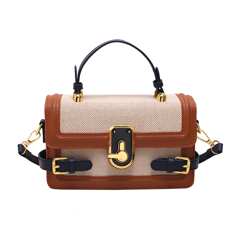 Spring and summer women's new bag hand-held small square bag with contrasting color design crossbody handbag retro fashion women's single sh