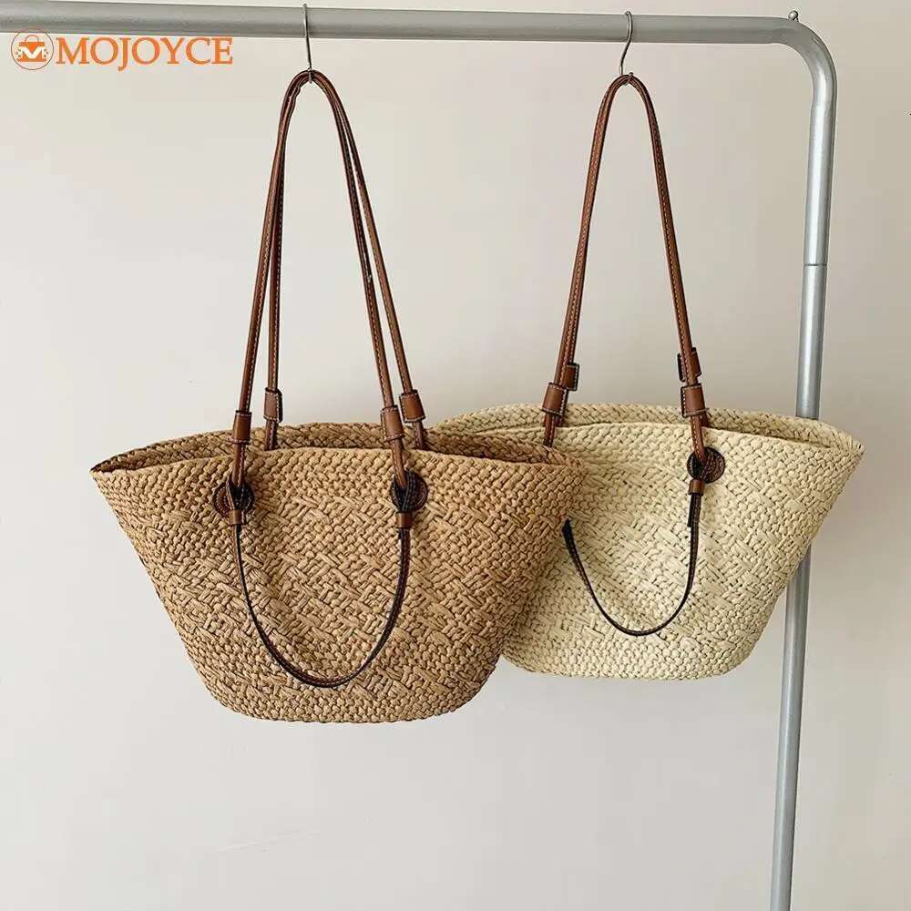 Straw Woven Shoulder for Women's Summer Large Capacity Weaving Tote Bag Ladies Stylish Beach Handbags Bohemian Knitting Bags