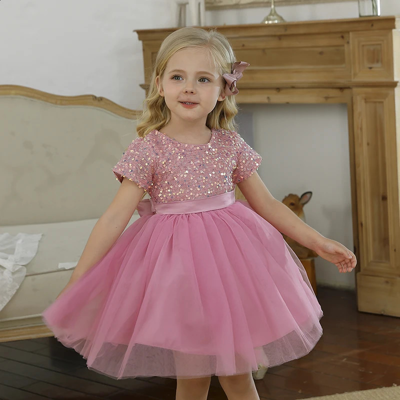 2025 Kids Party Dresses for Girls Sequin Fluffy Prom Gown for Wedding Evening Elegant Children Birthday Princess Dress 4-10 Year 250519