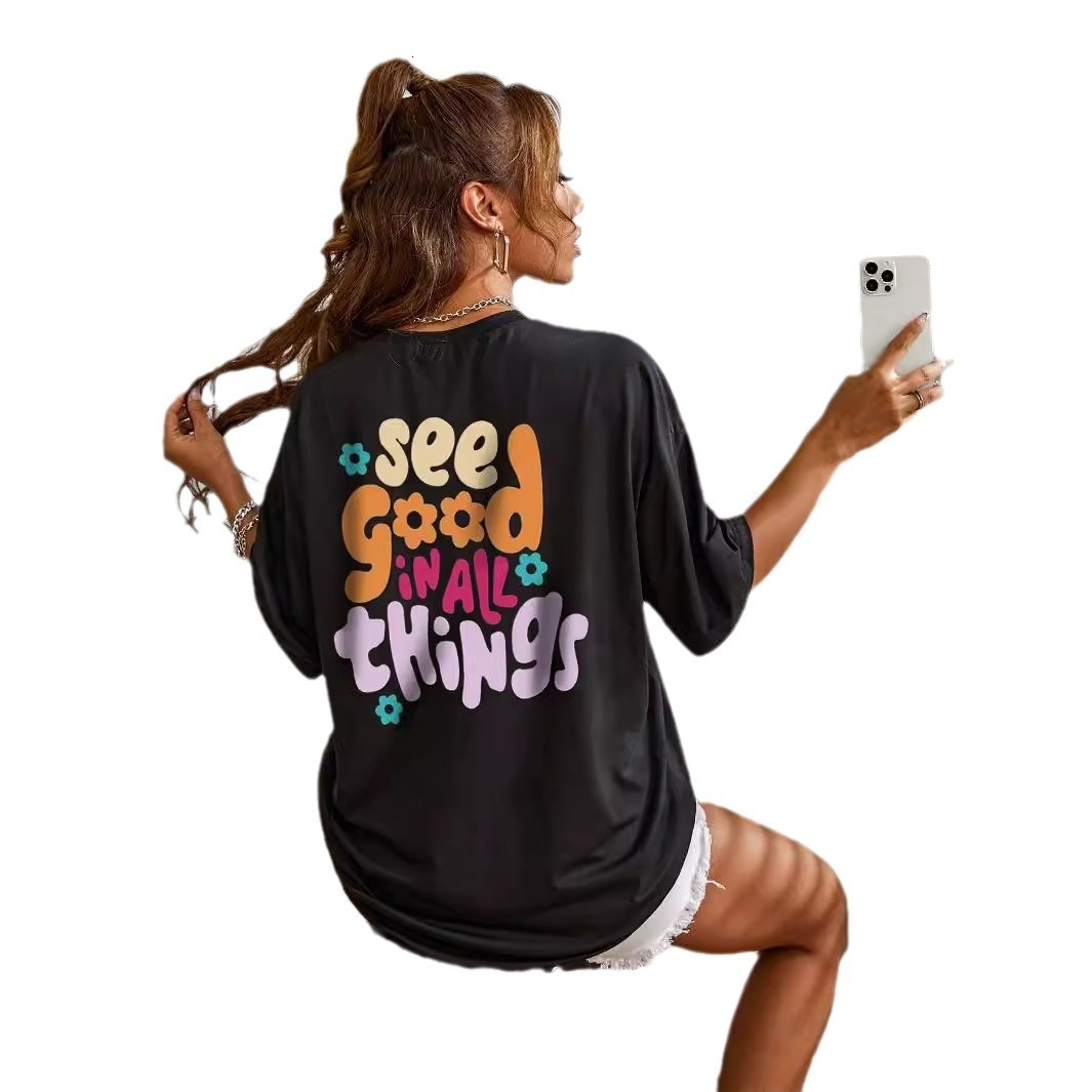 2025 New Designer Clothing Casual Fast Fashion Women's Round Neck Loose And Simple Vacation Short Sleeved Top Letter Printed T-shirt