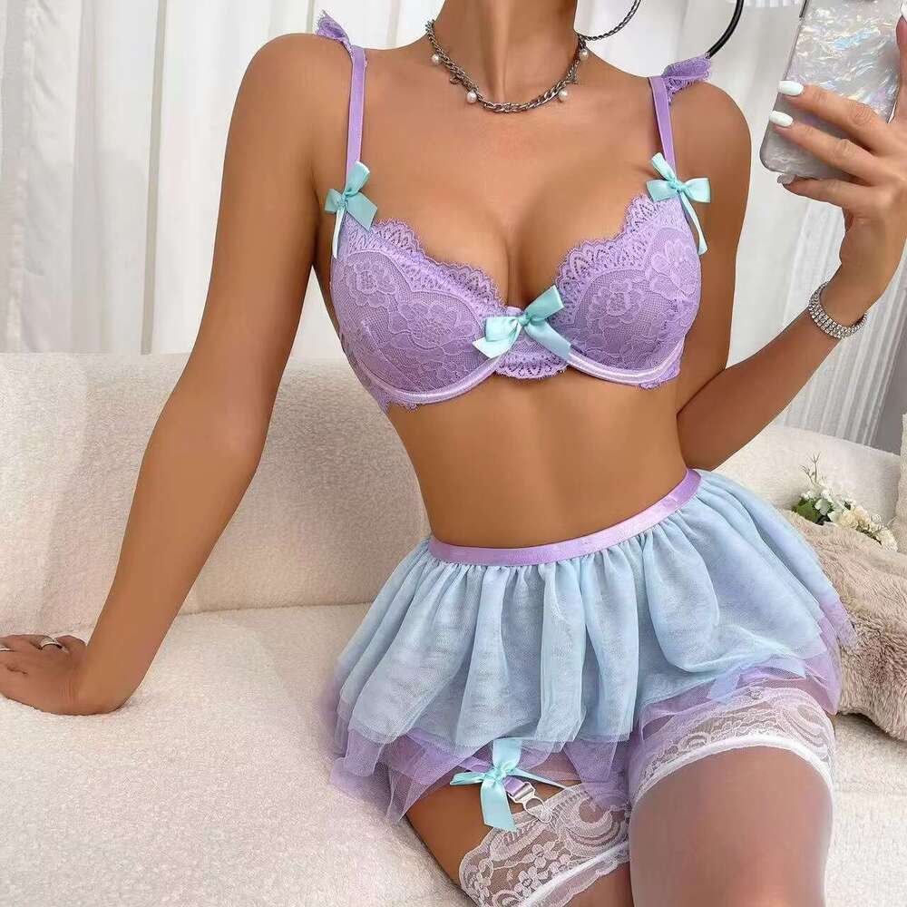 Erotic Uniform Hot Sexy Seductive Lingerie Lace Maid Costume Set Female Temptation Underwear Mini Fishnet Teddy Pamas