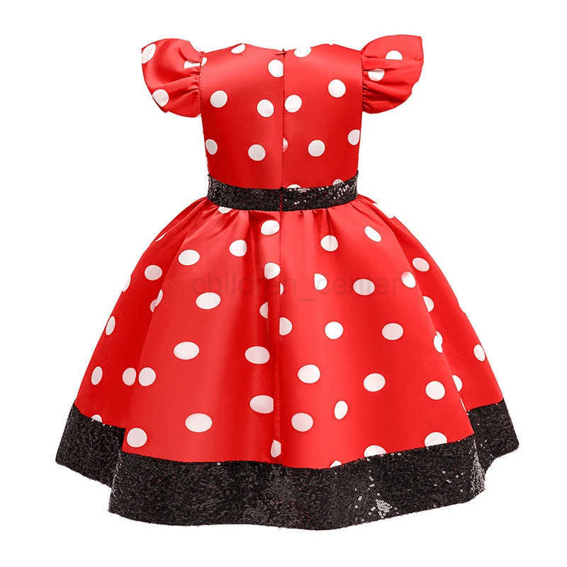 Disney New Polka Dot Bow Sequin Little Fly Sleeve Princess Dress for Girls Christmas and Halloween Cosplay Performance Costume W250520 W250520
