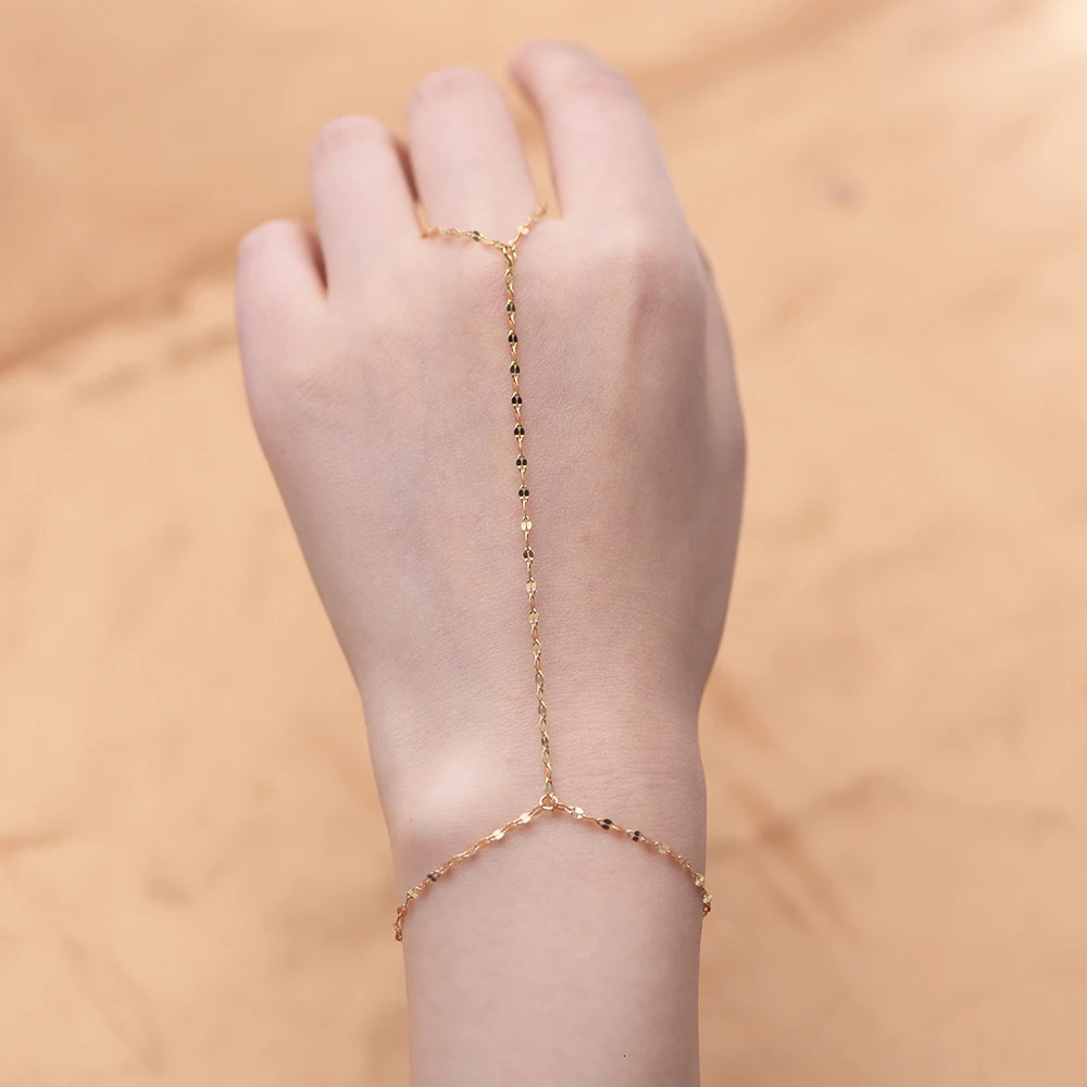 Jewelry 925 Sterling Silver Gold Plated Ultra Bright Ceramic Tile Sleeve Chain Minimalist Finger Bracelet Ring Bracelets 250520