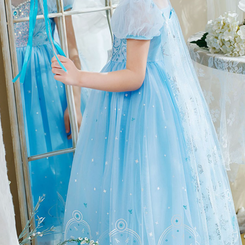 DISNEY toddler designer clothes baby girl designer clothes Elsa princess dress Summer dress children's birthday clothes.
