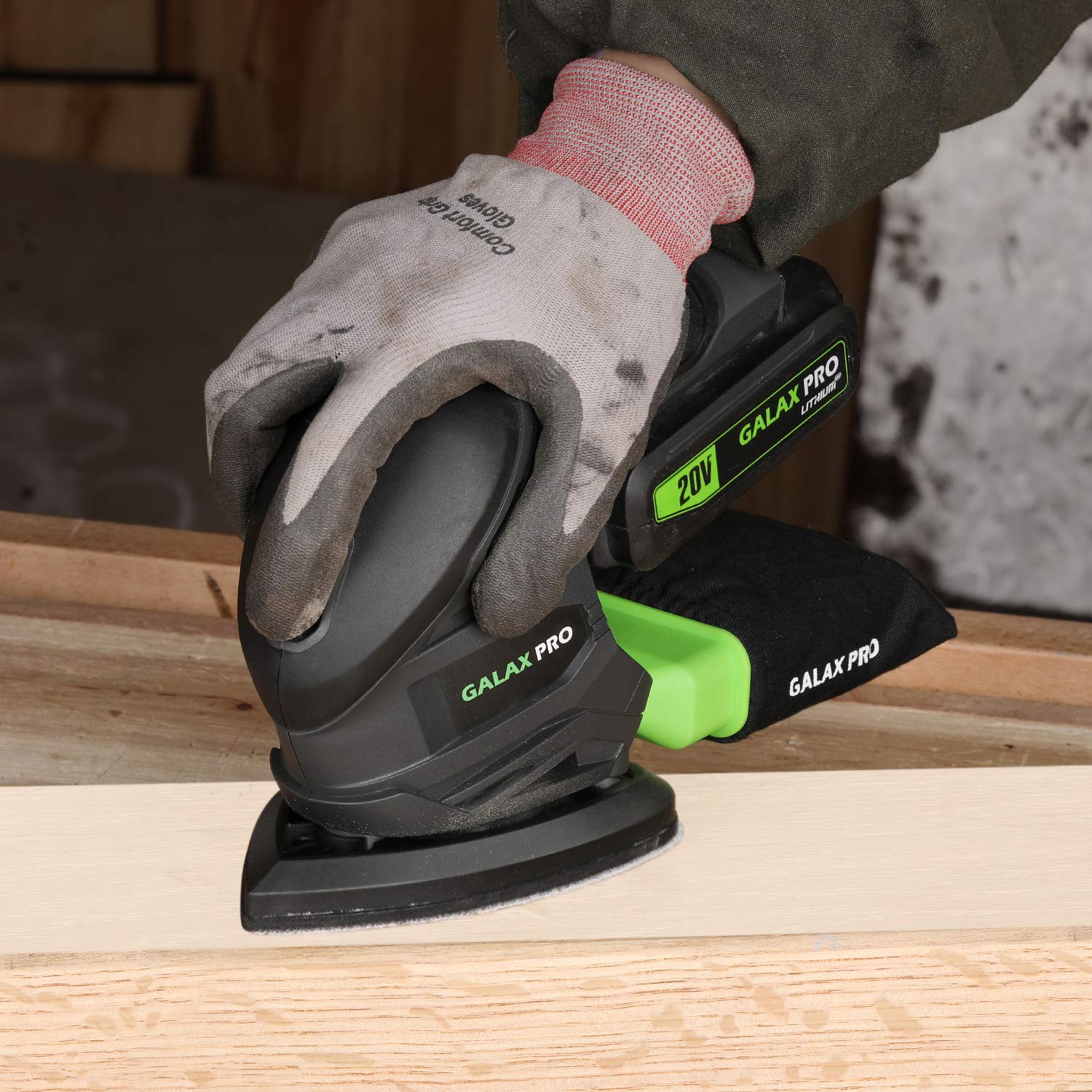 GALAX PRO Cordless Detail Sander 20V 20Pcs Sandpapers 12000RPM Sanders with Dust Collection System for Tight Spaces Sanding Battery and Charger Includ