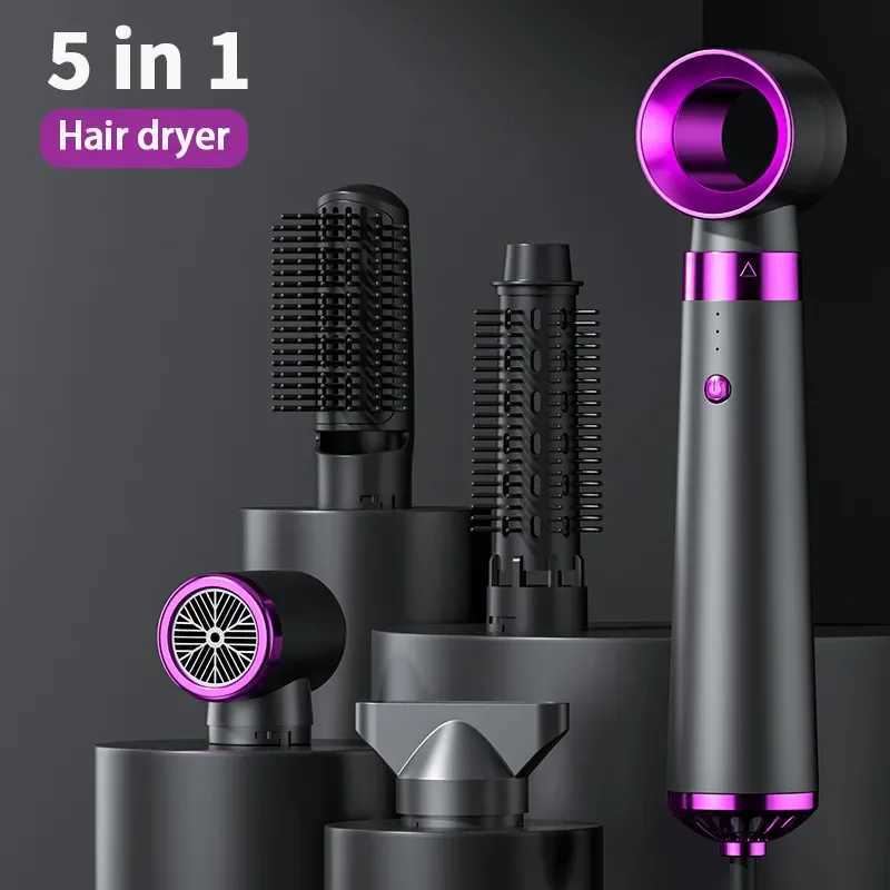 Multifunction Hair Dryer 5 in 1 Hot Air Comb Automatic Curling Rod Straight Hair Comb Hair Dryer Salon Style Tool Fast Dry z250520