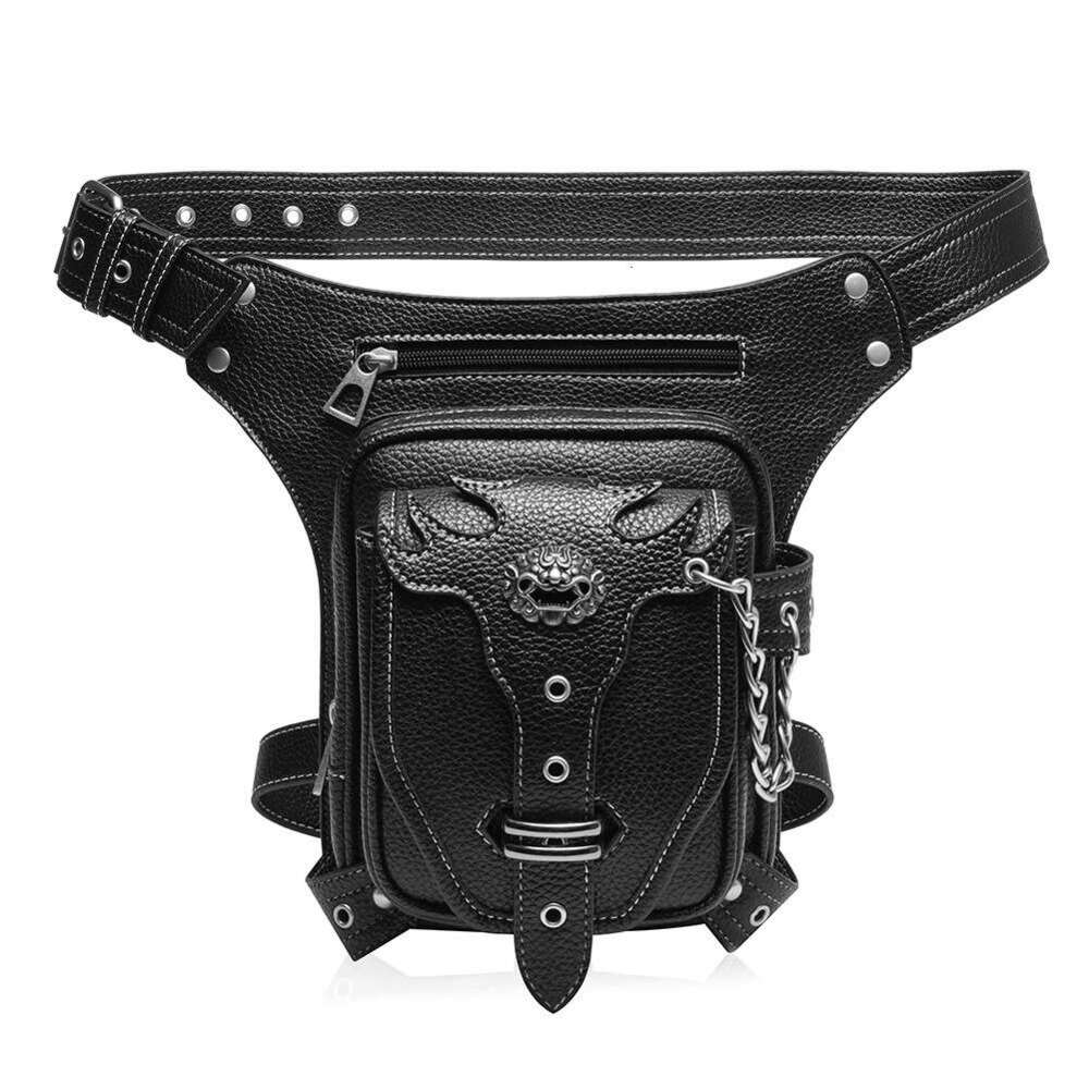 New Tactical Leg Riding Men's Waist PU Leather Motorcycle Leggings Outdoor Bag