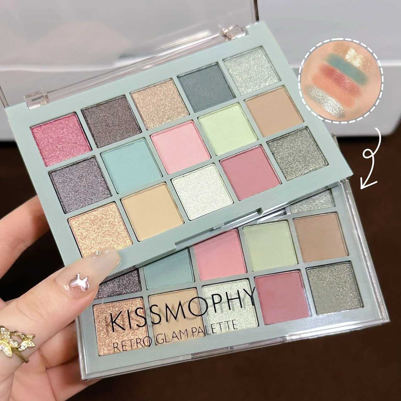 Vibrant 15-Color Eyeshadow Palette Matte Glitter High-Pigment Long-Wear Waterproof Smudge-Proof Bright Bold ShadesXJ250520