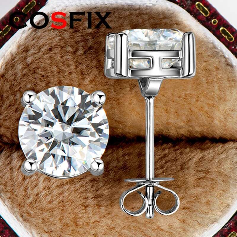 Moissanite Stud Earrings for Women 1-5ct Women Full Moissanite Stud Earrings Luxury Round Cut Womens Moissanite Stud Earring