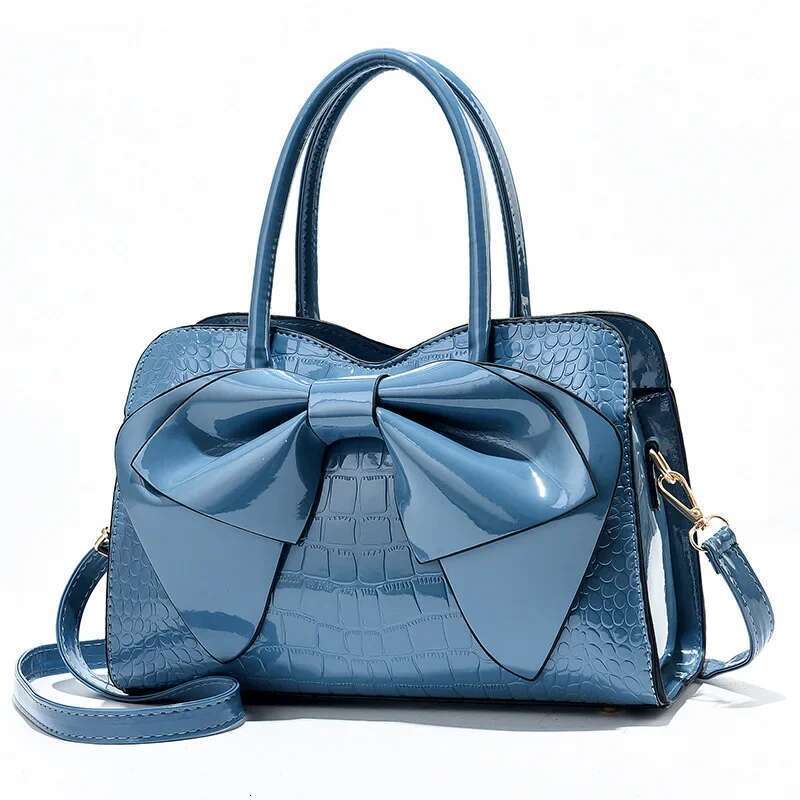 Fashion Bright Face Shopping Bags Women's Bow Shoulder Crossbody Large Capacity Casual Tote Handbag Boston Bag