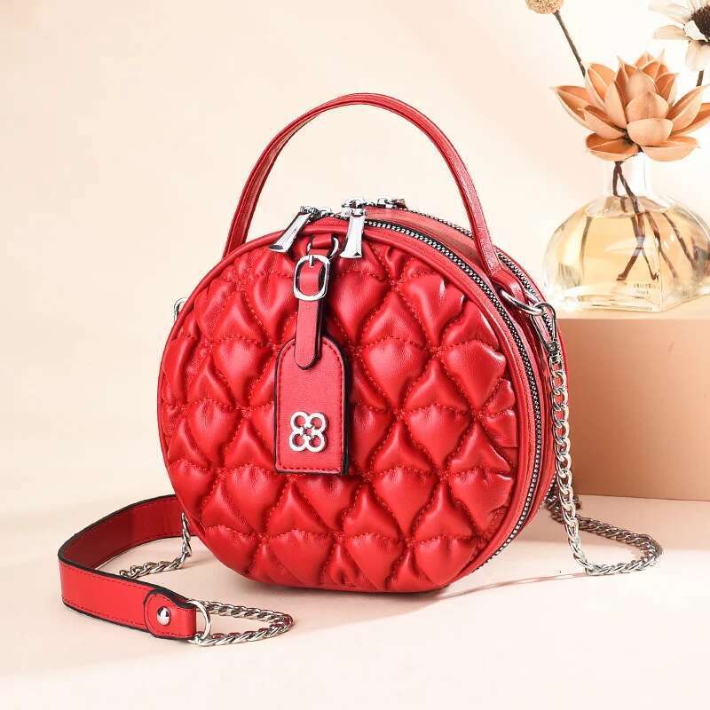 Brand Small Round Bags For Women Chain Shoulder Fashion Purses And Handbags Designer Crossbody Bag Ruffled Satchel