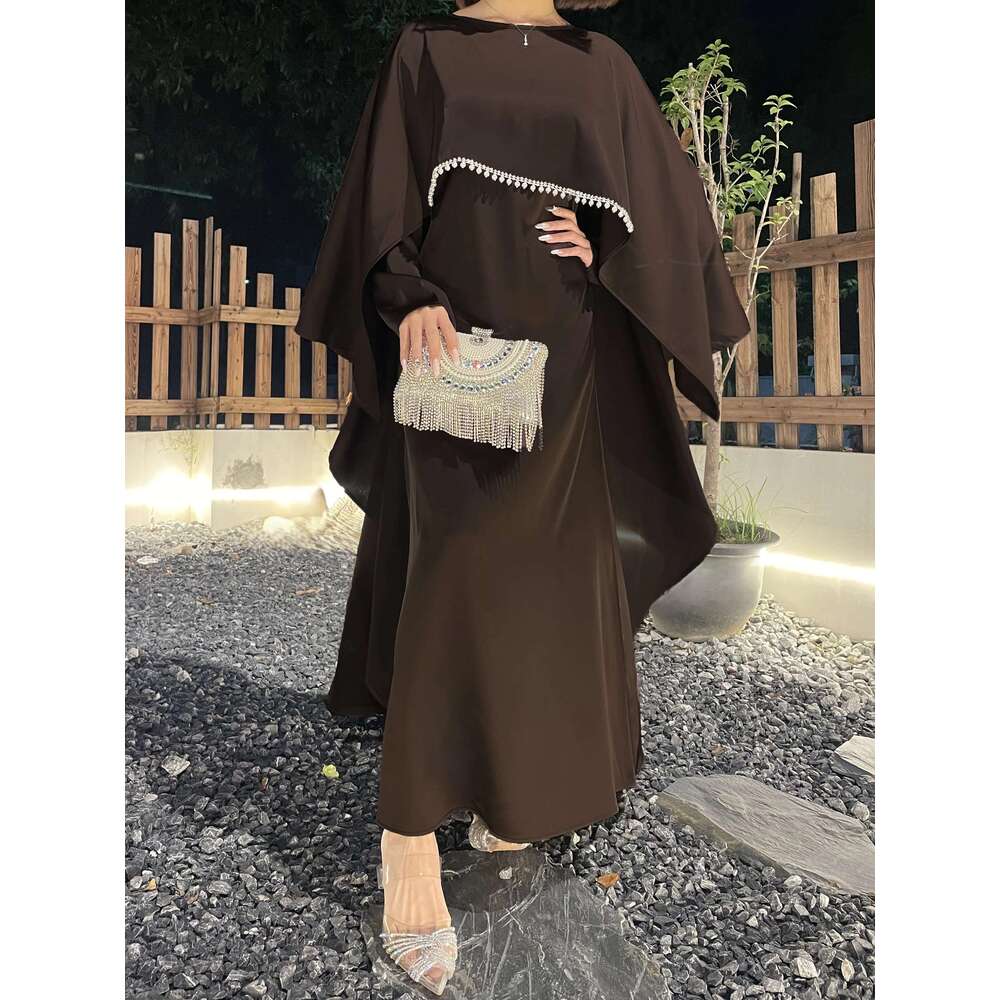 Foreign Trade Elegant Simple Women's Cape Pearl Robe Abaya
