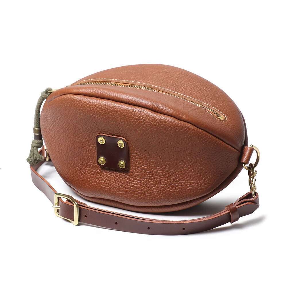 New men's football breast bag first layer cowhide crossbody trendy personalized vegetable tanned leather small backpack
