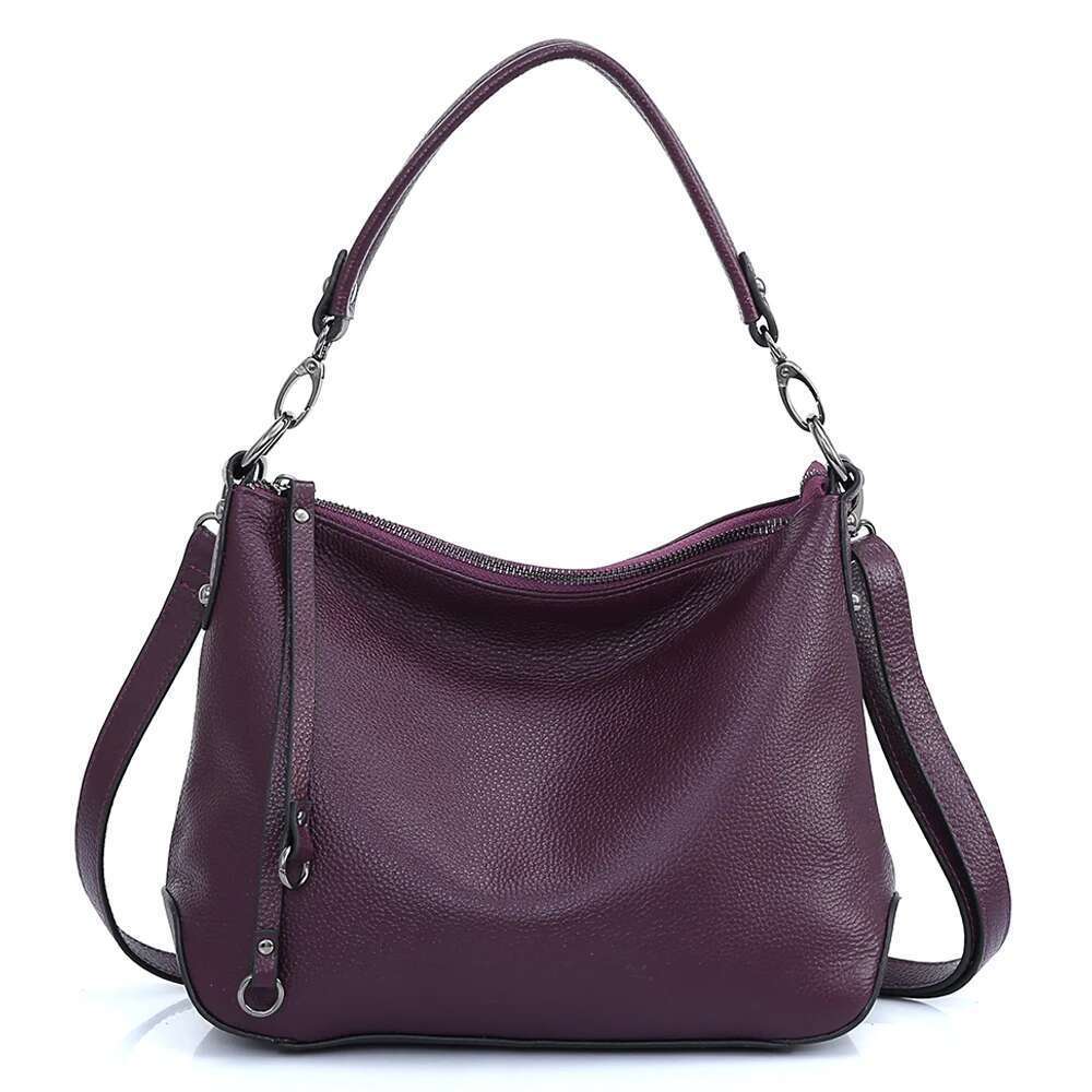 Women's Bags Designer Zency Genuine Leather For Women Simple Classic Handbag Hobo Vintage Grey Shoulder Tote Cowhide Crossbody Bag Mom's Gif
