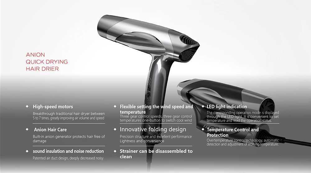 2000W hair dryers high speed hair blow drying professional ionic dry low noise motor foldable bldc hair dryer z250520