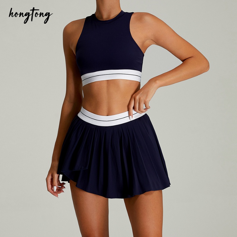 Golf gym sets tennis uniforms set women yoga skirt sleeveless bra outdoor sports breathable skinny two piece set moisture wicking athletic outfits siz