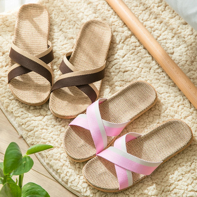 Home slippers for women anti slip flooring for summer indoor linen slippers for men home linen slippers cool slippers 250519