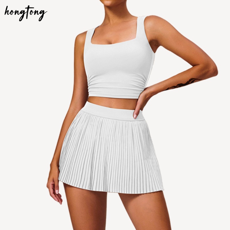 Gym set yoga outfits women sports breathable bra workout sets outdoor running skort skinny elastic quick dry athletic clothes size s-l