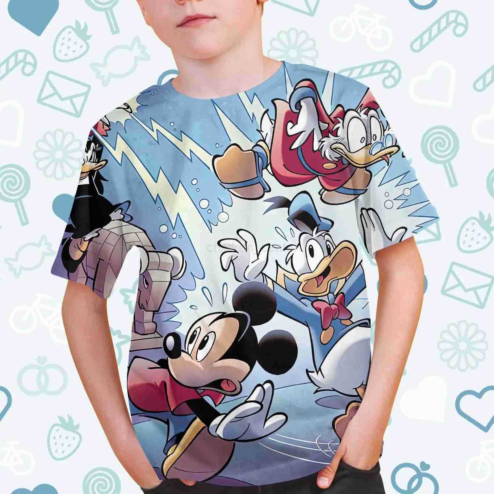2024 Summer Casual Disney Mickey Mouse Donald Duck 3d Print Tshirt Boys Girls T-Shirt Children Streetwear Tee Tops Cartoon W250520