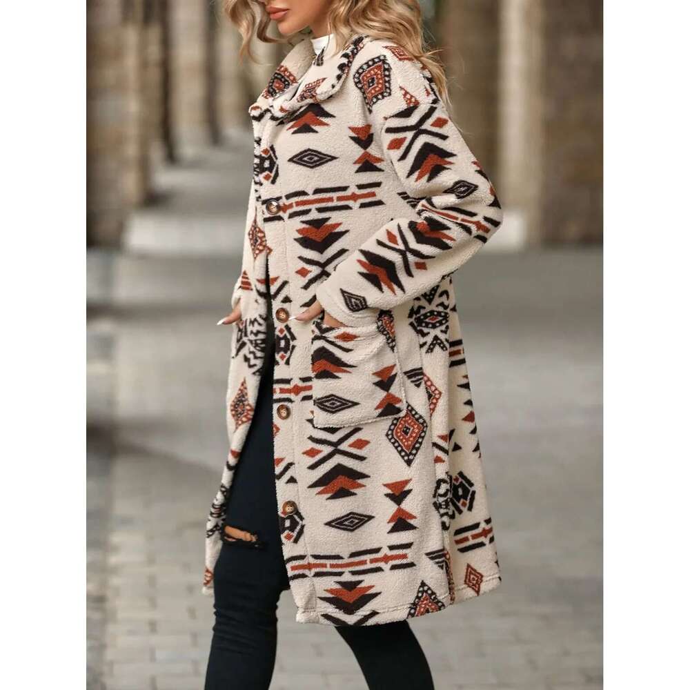 High Quality Ethnic Collar Soft Plush Trench Coat For Women Fall Lapel Long British Style Elegant Overcoat Designer