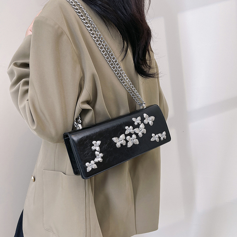 High end butterfly for women 2024 new fashionable small square chain, niche and versatile single shoulder diagonal cross bag