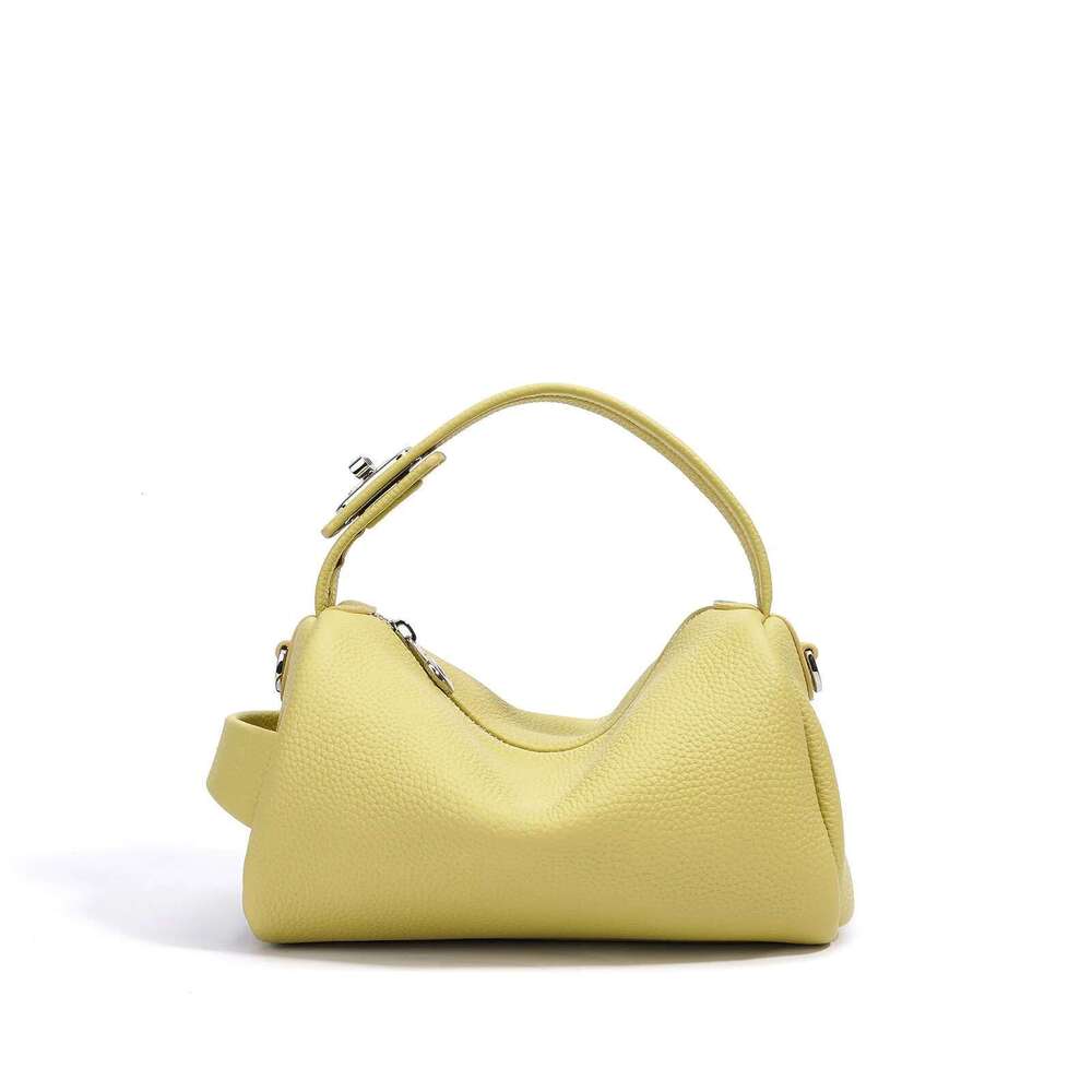 New genuine pillow handbag slanted head layer cowhide soft leather one-shoulder hand-held Boston women's bag
