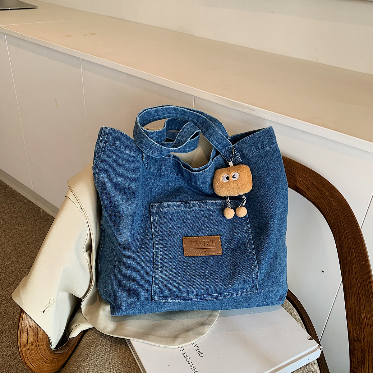 Free Delivery Designer Bag Cowboy Canvas Shoulder For Women Large Capacity Shopping Niche Art Tote Japanese And Korean Casual Versatile Hand Luxury Ba