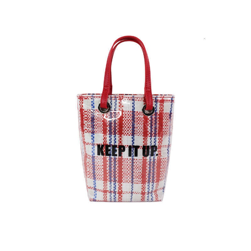 Women's Bags Designer Korean INS Red Checkered Canvas Classic Snake Skin Mini Bag, Crossbody Gift, Niche PE Woven Bag