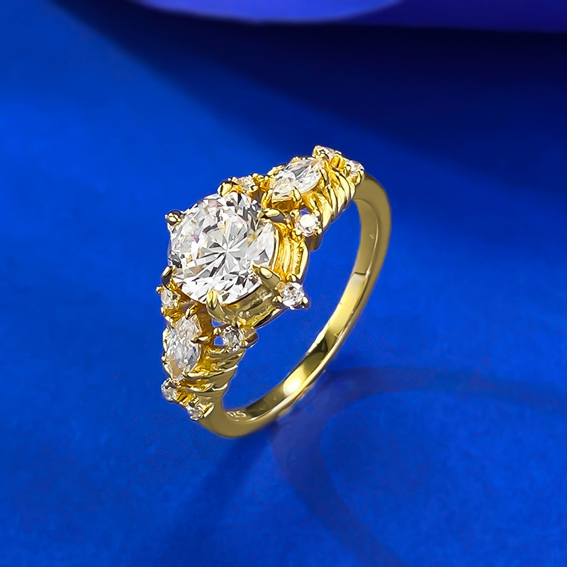 Elegant S925 Sterling Silver Oval Shape Cubic Zirconia Ring with Gold-Plated Detailing, Perfect for Engagements and Special Occasions.