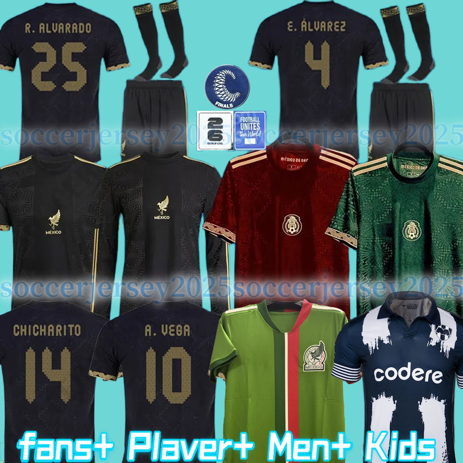 Mexico 2024 Copa America RAUL CHICHARITO Soccer Jerseys 2025 LOZANO 24 25 H.LOZANO Men Kids Football Shirts Uniforms Fans Player Version GIMENEZ 2025 Gold Cup