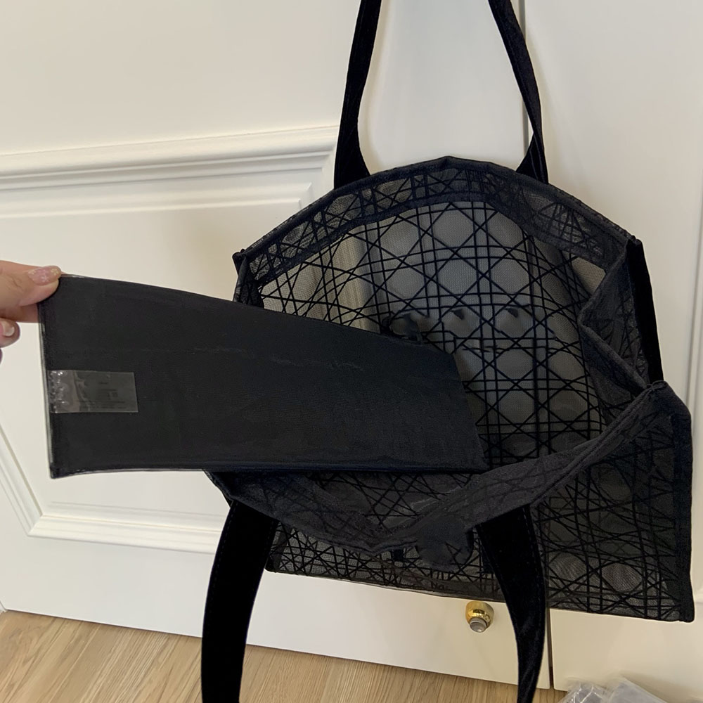 Designer Black Mesh Lace Rattan Pattern Shoulder Handbag Storage Bag VIP Gift Lipstick Washroom Storage