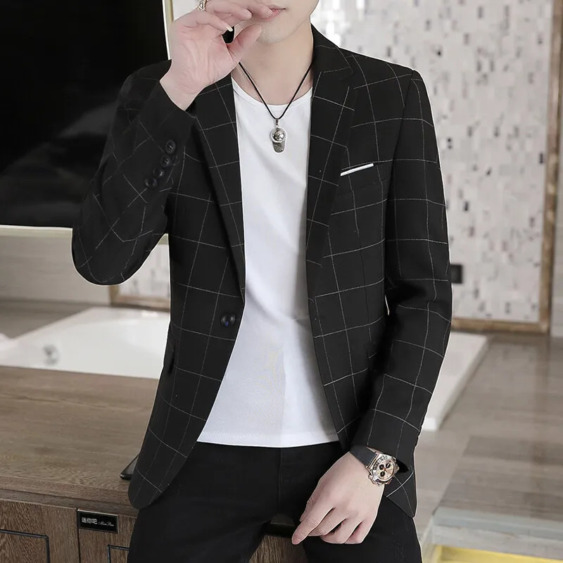 2025 explosive plaid pattern British suit jacket slim casual comfortable handsome mens clothing 250514