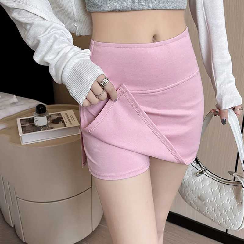 Solid Color Side Split Yoga Skirts Women Summer 2025 New Anti-Glare Tight Wrap Hip Skirt Versatile High Waist Sports Short SkirtXJ250520