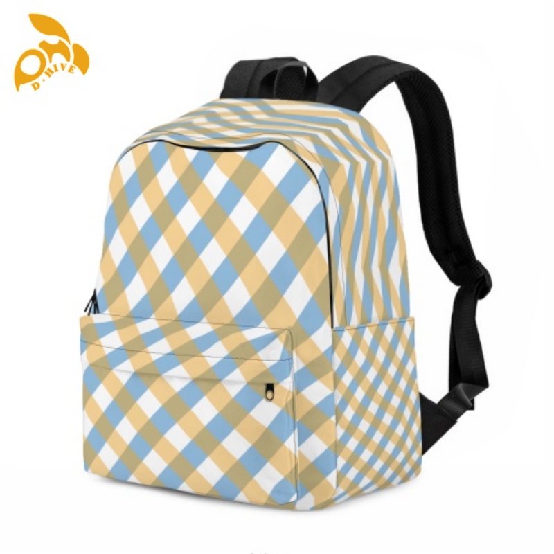 Free delivery. fashion designers customize lightweight and high-quality full-print black schoolbags in beige.