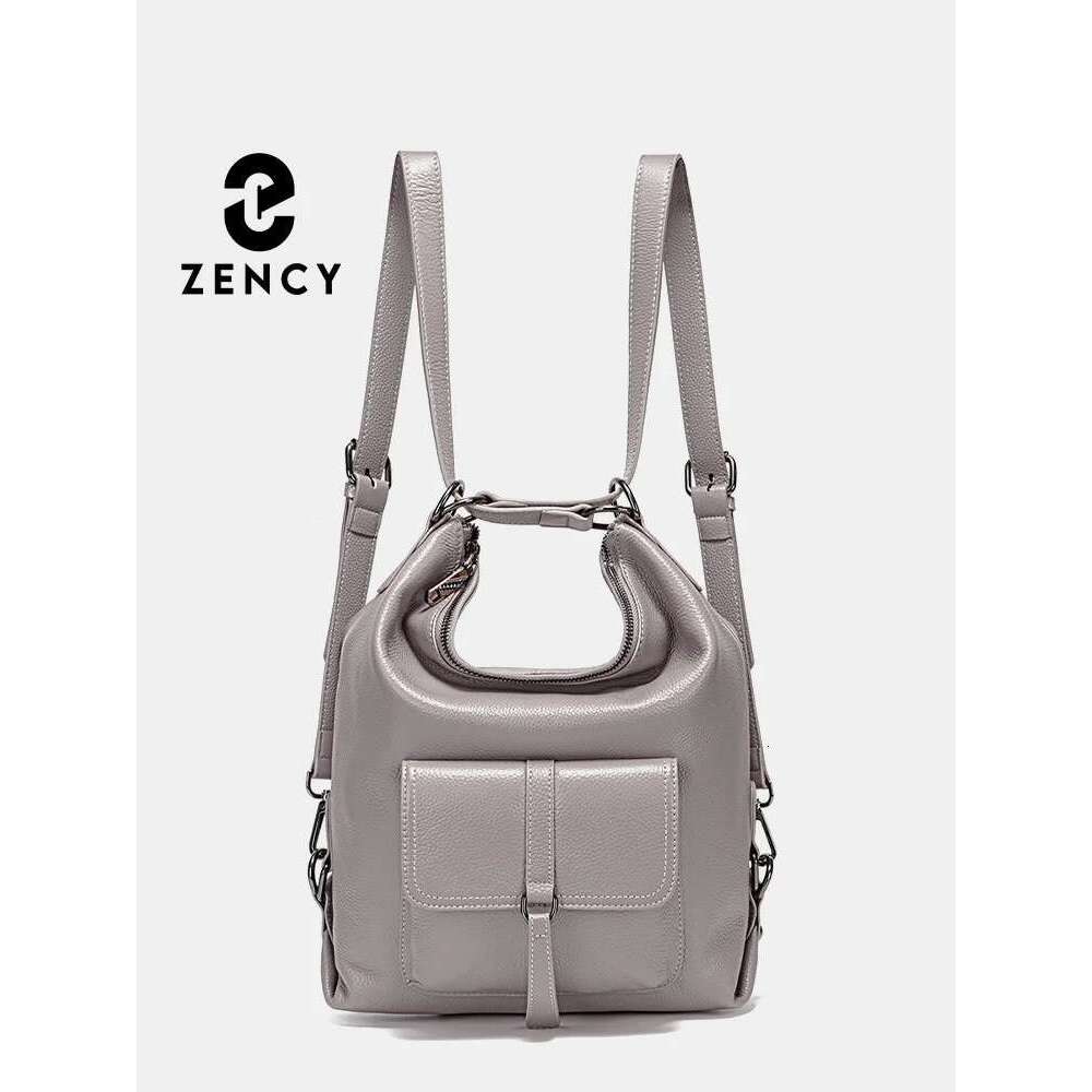 Zency Fashion Women Shoulder Bag 100% Genuine Leather Large Capacity Handbag Multifunction Use Satchel Crossbody Messenger Purse