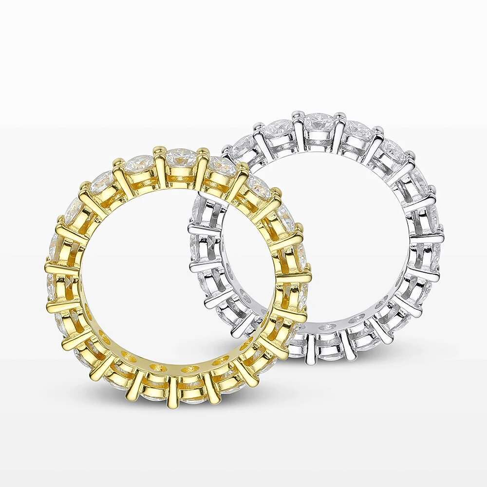 3mm D Color Moissanite Ring 925 Sterling Silver Full Circle Lab Created Diamond Wedding Band Eternity Engagement Rings For Women
