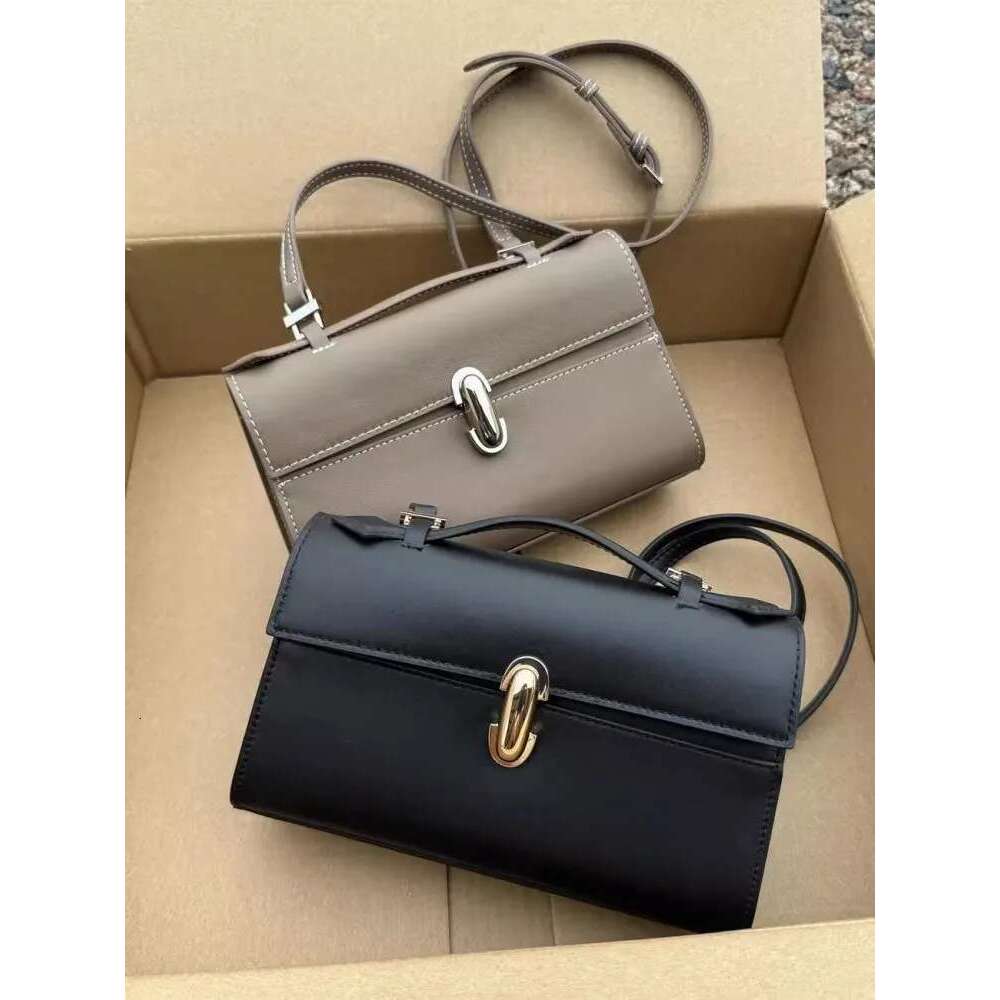 Office Ladies Elegant Tote Handbag Fashion Design Hasp Genuine Leather Single Shoulder Bag Women New Solid Color Messenger Bags