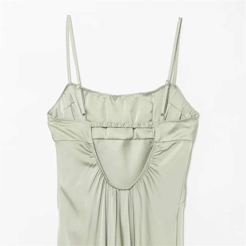 UNIZERA womens silk textured dress with backless decoration for spring and summer casual wear 250520