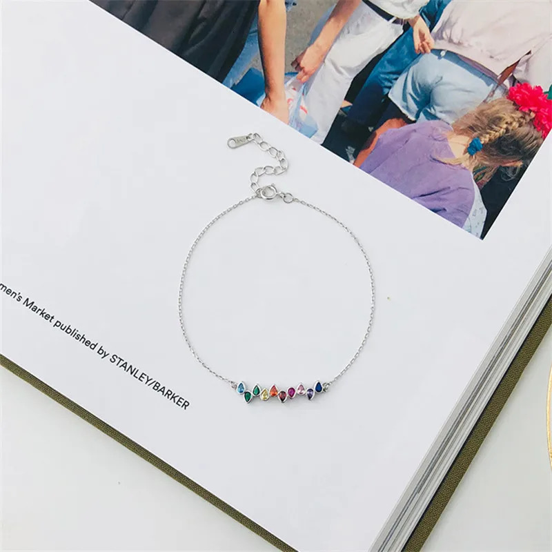 925 Sterling Silver Simple Creative Color Crystal Bracelet Women Fashion Trend Party Jewelry Accessories Valentines Day Gift 250520