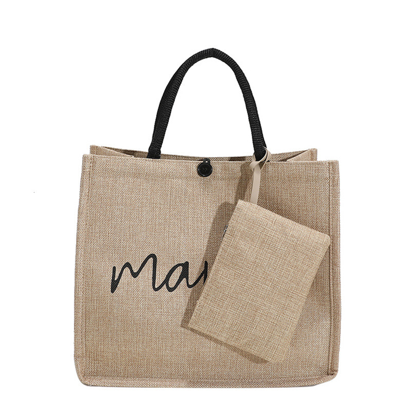 Free Delivery Designer Bag Mother And Child Korean Edition 2025 Fashion Trend Handheld Linen Women's Large Capacity Casual One Shoulder Tote Bag 