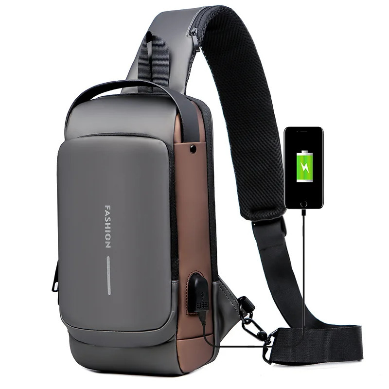 Chest Bag for Men Crossbody Bag Waterproof USB Shoulder Bag Anti-Theft Travel Messenger Chest Sling Pack Fashion er 250519