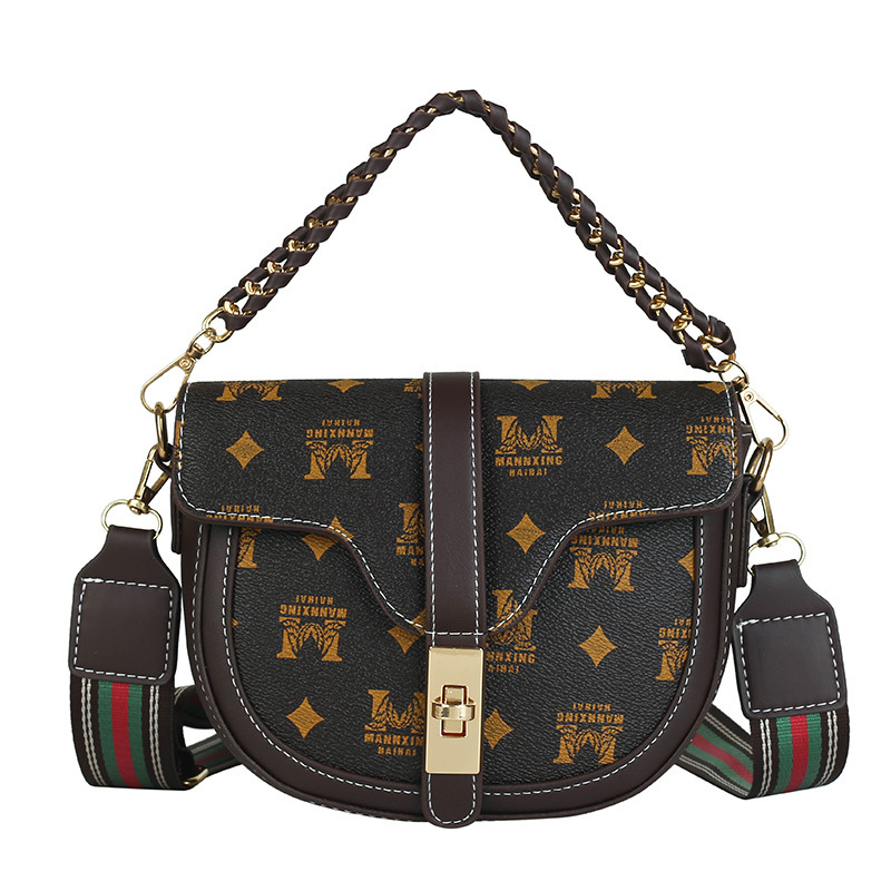 Female bag new fashion fashion texture single shoulder bag foreign style all take cross body saddle bag